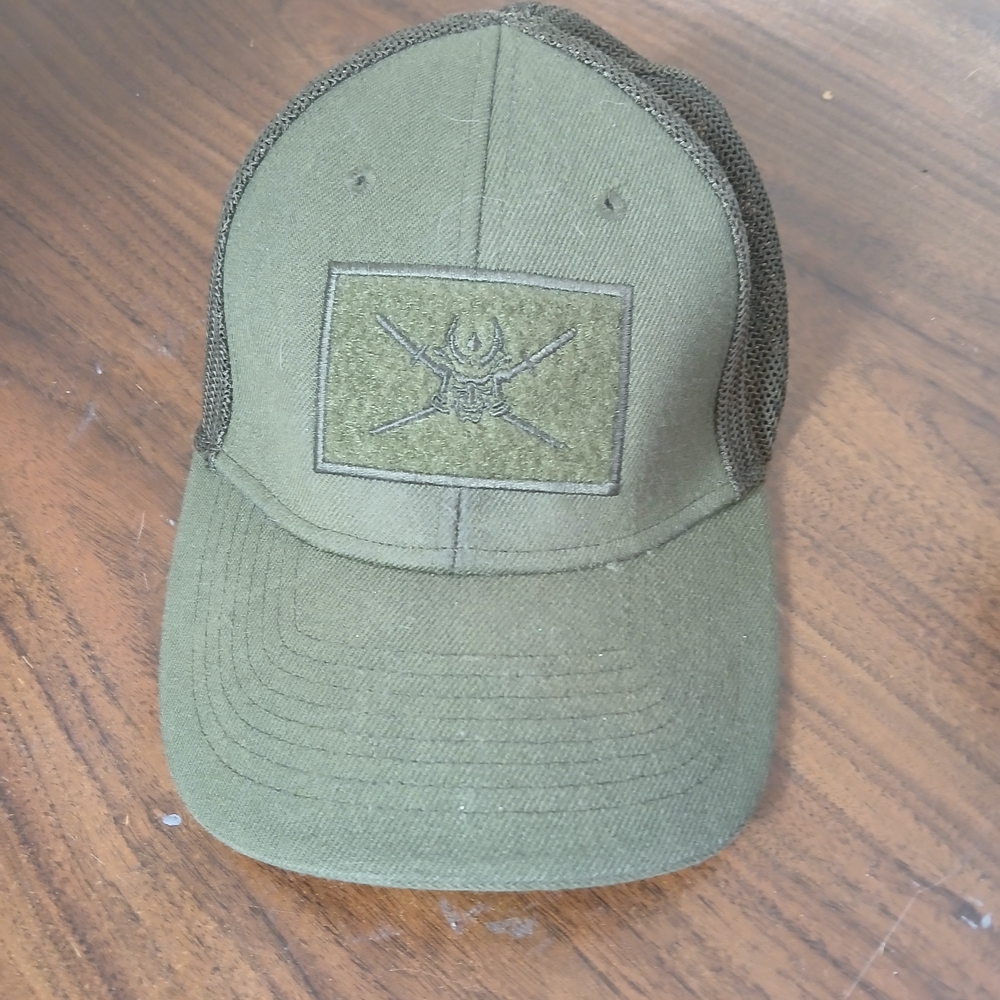 Olive Green Tactical Mesh Cap with Embroidered Patch